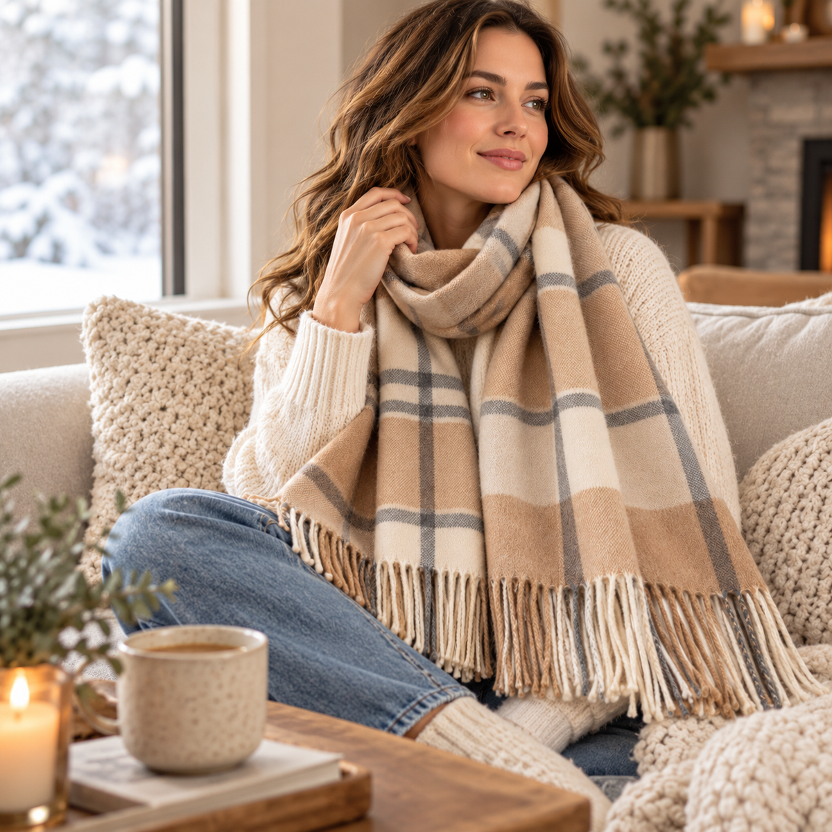 Winter home scarf styling
