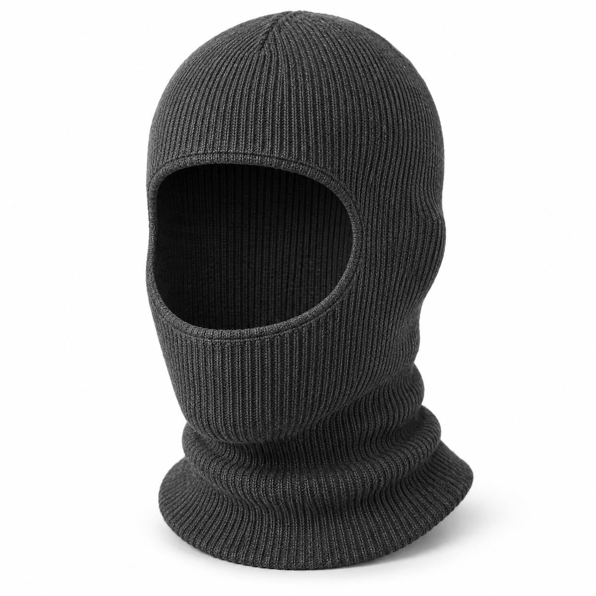 Charcoal Pull-On Knit Balaclava — AI-generated white-background design visualization