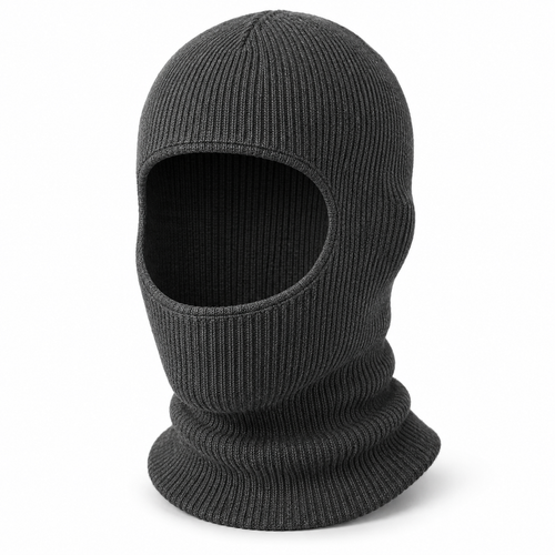 Charcoal Pull-On Knit Balaclava — AI-generated white-background design visualization