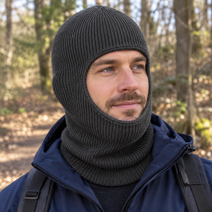 Charcoal Pull-On Knit Balaclava — core use scene (AI-generated design visualization)