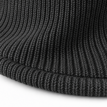 Charcoal Pull-On Knit Balaclava — surface texture (AI-generated design visualization)