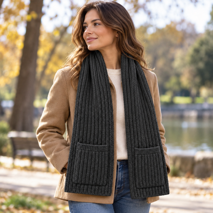 Three-quarter park styling of pocket scarf — AI design visualization