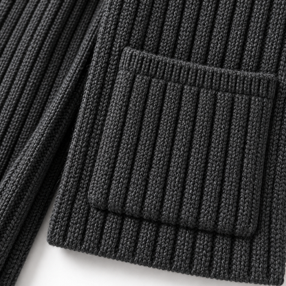 Close-up of rib-knit surface and finished edge — AI design visualization